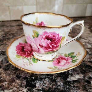 Vintage Royal Albert American Beauty Teacup and Saucer Set 1960s